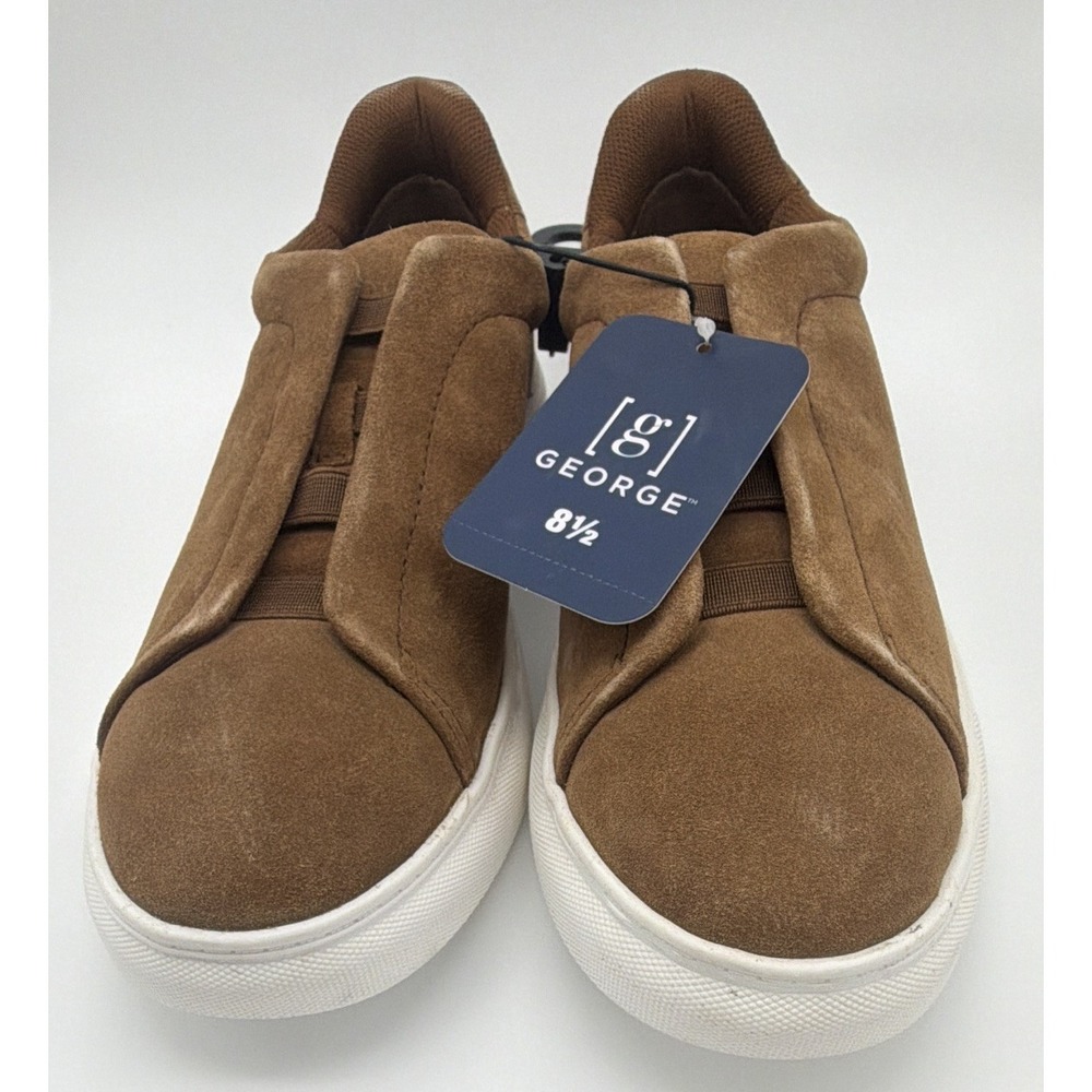 George Men Shoes Brown Suede Genuine Leather Upper Non Marking Sneaker Size 8.5
